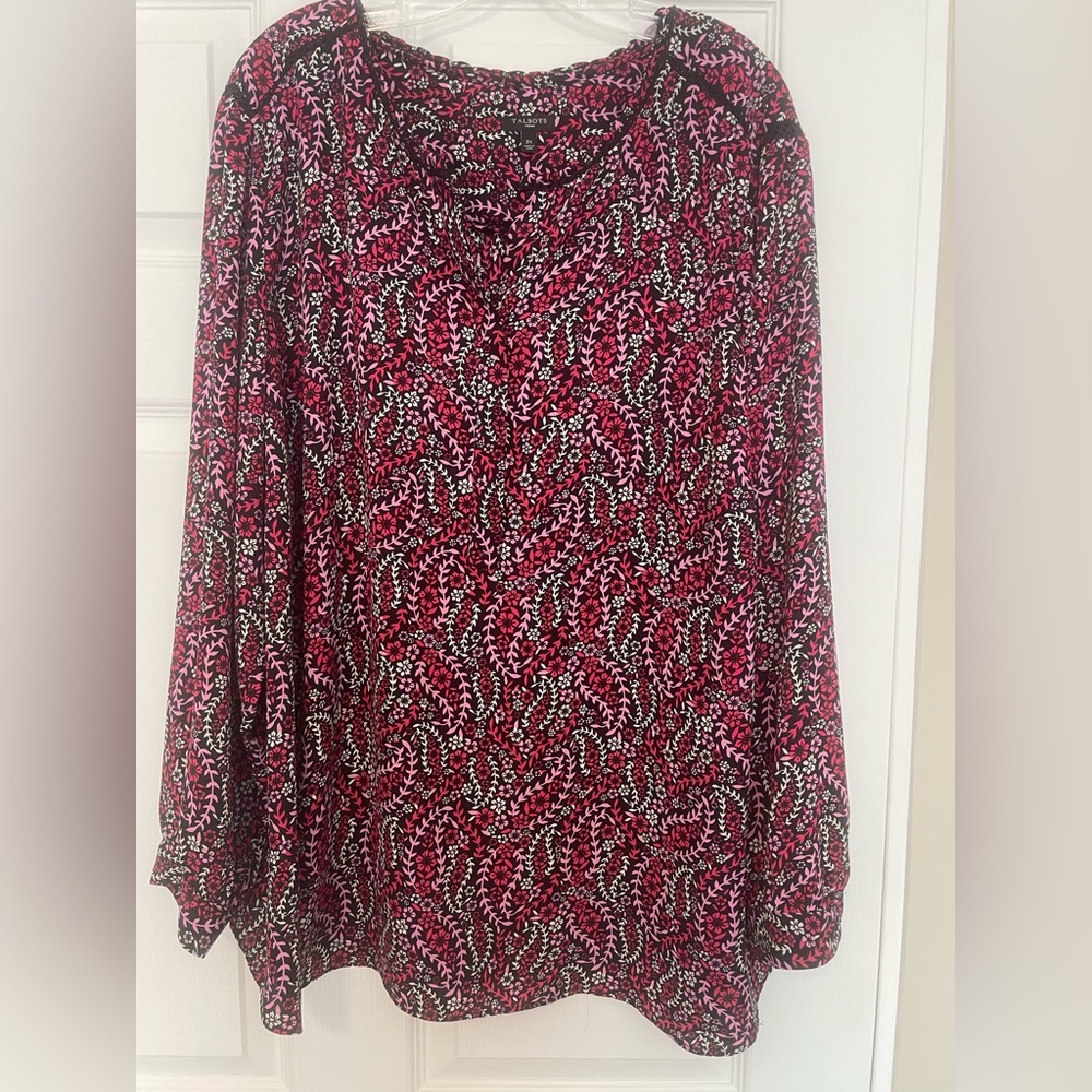 Talbots Black and Pink Floral Blouse